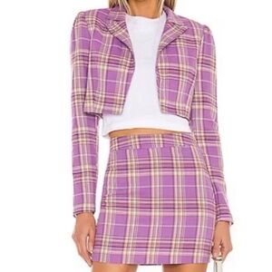 Super down purple skirt set